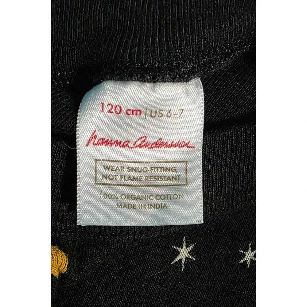 Hanna Andersson Organic Cotton Pajamas Size 6/7 Black Moon Stars Halloween‎ Bats
